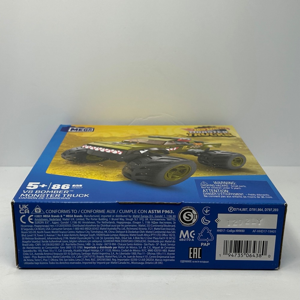 Mega Hot Wheels Monster Trucks V8 Bomber HHD17 Building Set 86 Pcs New - Picture 7 of 7